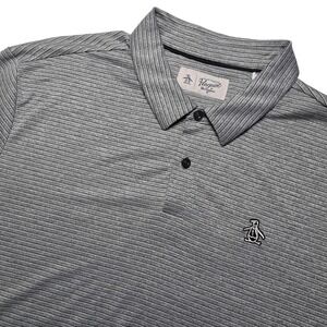 Original Penguin Mens Size XXL Gray Striped Golf Polo Rancho Manana Club